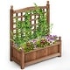preview thumbnail 9 of 10, Costway Solid Wood Planter Box with Trellis Weather-Resistant Outdoor - 25'' (L) X 11'' (W) X 30'' (H) Brown - 25'' (L) X 11'' (W) X 30'' (H)