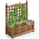 preview thumbnail 1 of 10, Costway Solid Wood Planter Box with Trellis Weather-Resistant Outdoor - 25'' (L) X 11'' (W) X 30'' (H)