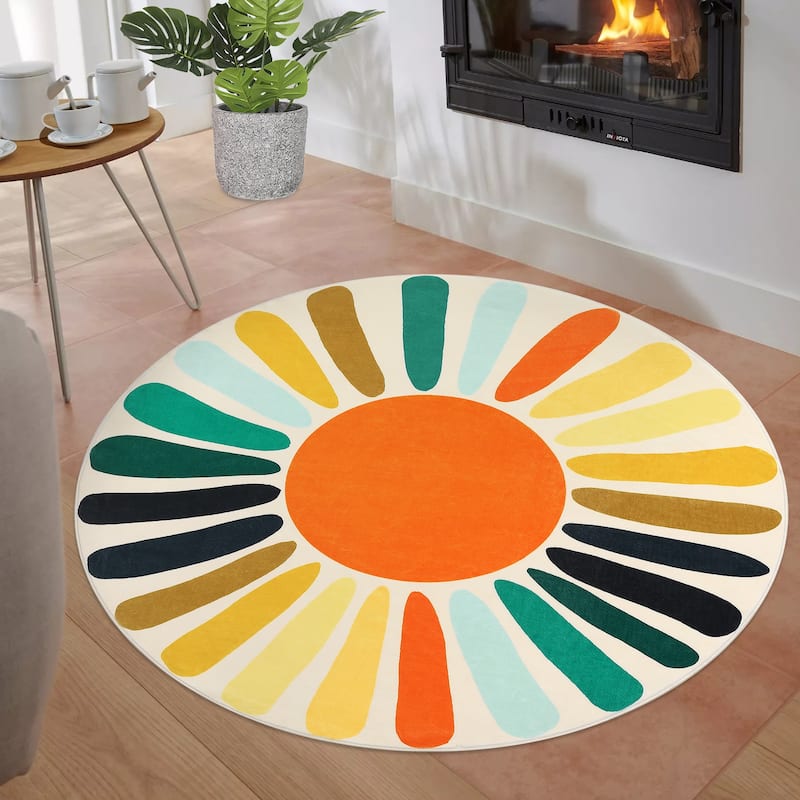 Garvee Rainbow Sol Kids Area Rug