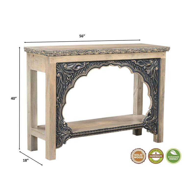 Clara Carved Solid Wood Console Table
