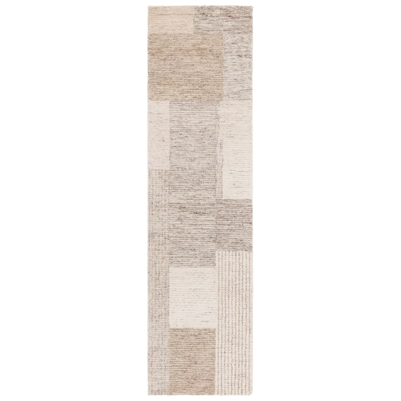 SAFAVIEH Handmade Ebony Roselies Modern & Contemporary Wool Rug - 2'3" x 9' Runner - Ivory/Beige