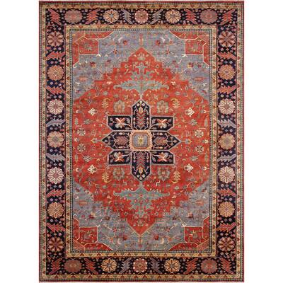 Pasargad Home Serapi Collection Hand-Knotted Red Lambs Wool Area Rug
