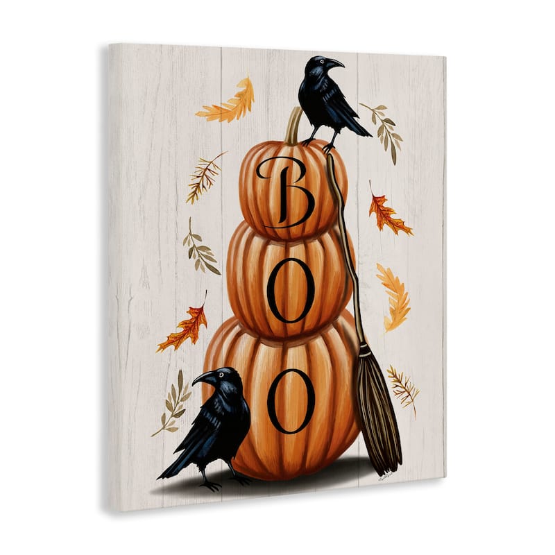 Stupell Boo Crows & Pumpkins Canvas Wall Art Design By Elizabeth Tyndall