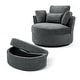 preview thumbnail 23 of 198, 41" W Oversized Accent Barrel Swivel Chair with Moon Storage Ottoman