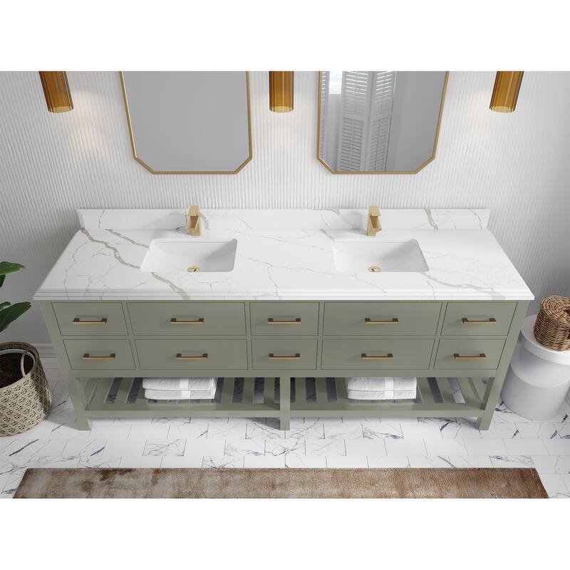 Willow Collections 84 in. W x 22 in. D Parker Double Sink Bathroom vanity with Regular Countertop