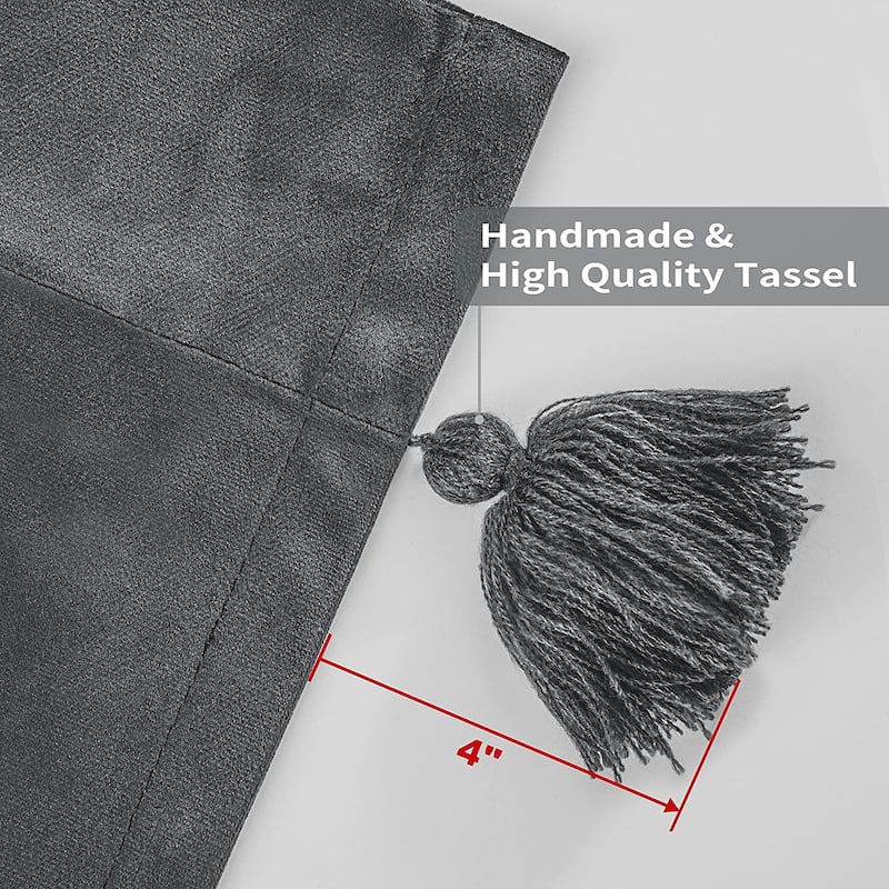 DriftAway Boho Velvet Handmade Tassel Curtain Room Darkening Thermal Insulated Window Curtains