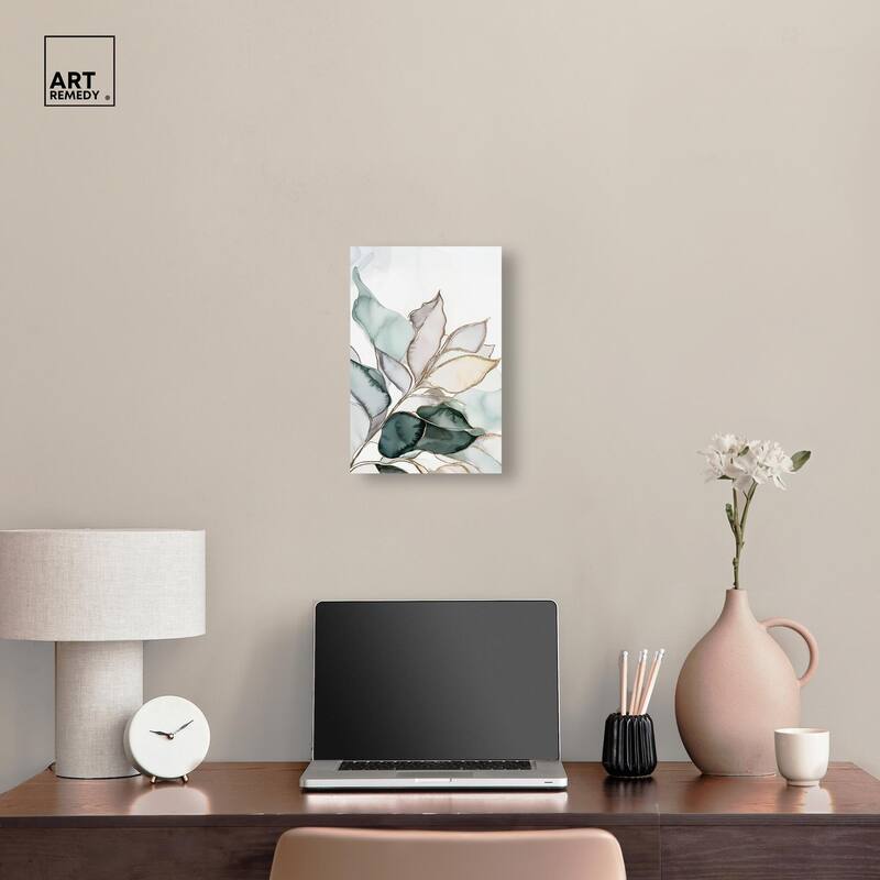 Pastel Leaves with Gold I Canvas by Art Remedy, Gallery Wrapped