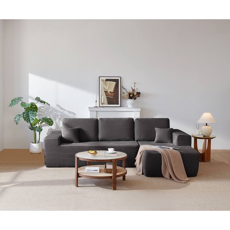 105" Cloud Sectional Couch with L-Shape Chaise,Modern Modular Sofa with Deep Seat, Upholstered Couches for Living Room - Grey