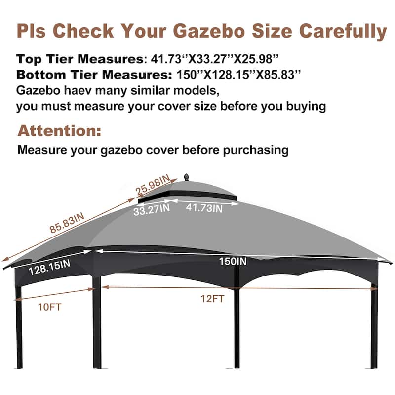10x12 Replacement Gazebo Canopy with Air Vent, UV Protection, and Mosquito Netting