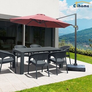 Clihome 11Ft Steel Cantilever Umbrella With Crank & Base
