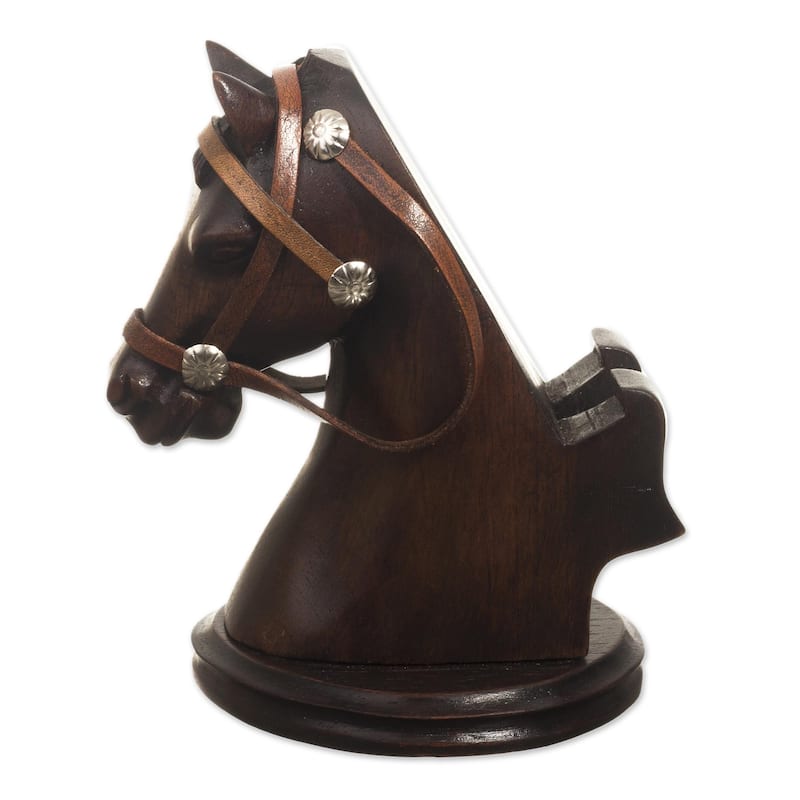 Novica Handmade Indomitable Force Wood Cellphone Holder