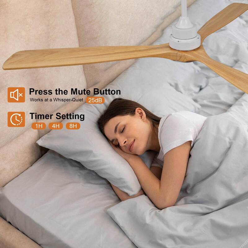 72 Inch Modern Ceiling Fan With 3 Color Dimmable 3 Solide Wood Blades Remote Control Reversible DC Motor With Led Light