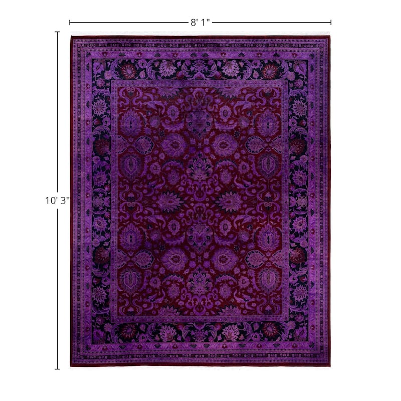 Overdyed One-of-a-Kind Hand-Knotted Area Rug - Purple - 8' 1" x 10' 3"