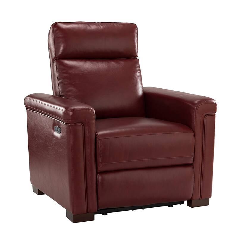 Alicia 34.65" Wide Contemporary Classic Genuine Leather Power Recliner With USB Port