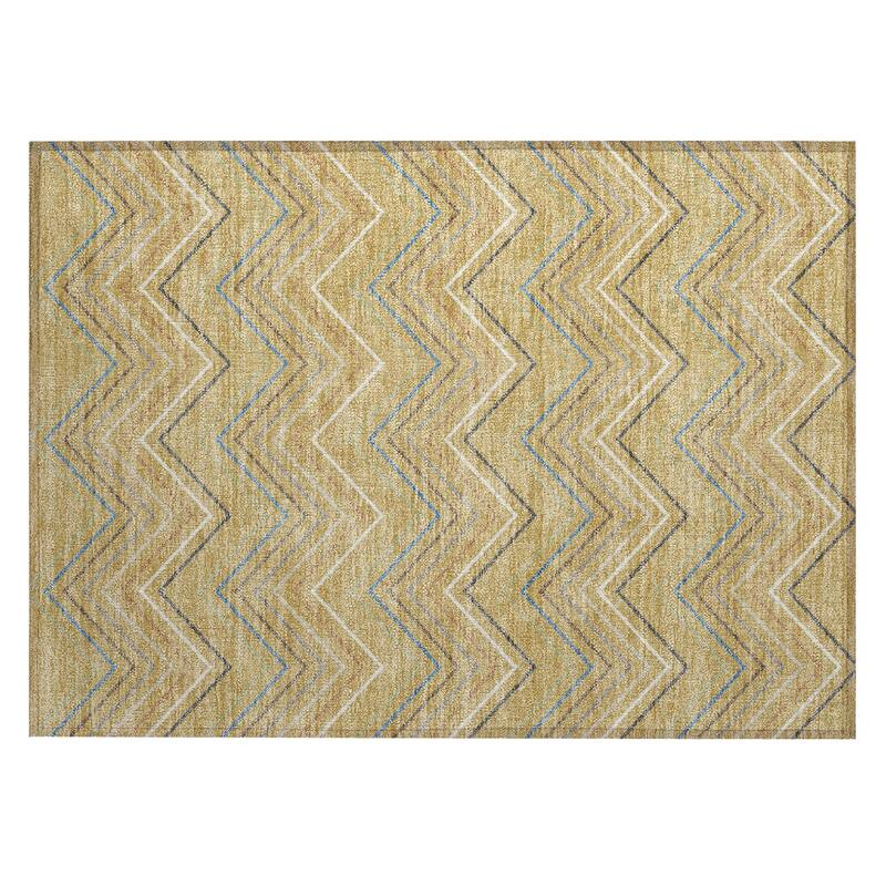 Machine Washable Indoor/ Outdoor Modern Chevron Chantille Rug