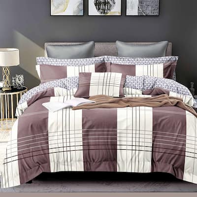 Shatex Grid Geometric Bedding Comforter Set