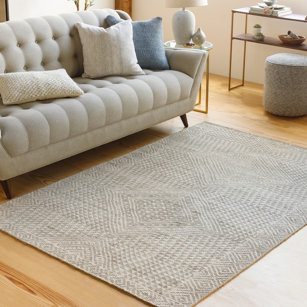 Ziphion Handmade Bohemian Geometric Viscose & Wool Area Rug
