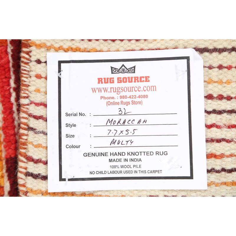 Modern Moroccan Oriental Wool Area Rug Handmade Bedroom Carpet - 5'5" x 7'7"