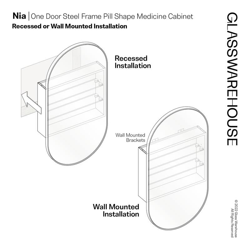 Glass Warehouse SC1-PL-22X38 Nia 22" x 38" Framed Single Door Medicine