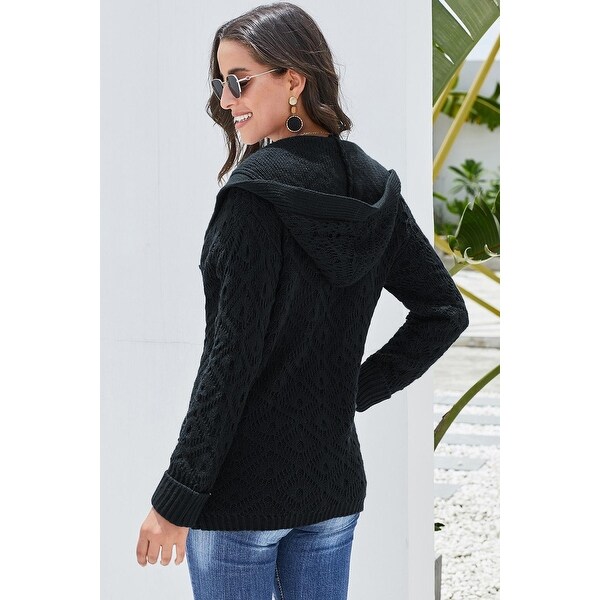 black knitted hooded cardigan