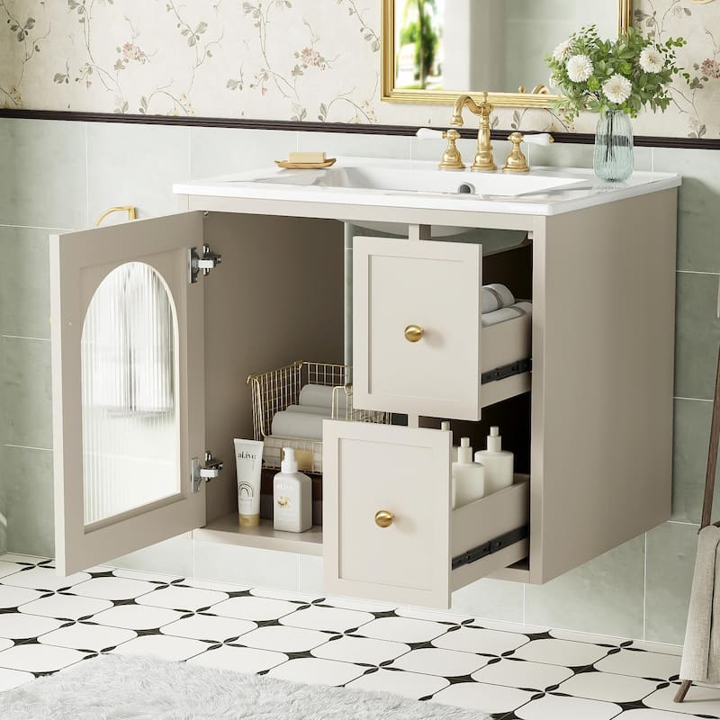 24" Bathroom Vanity Set Wall Mounted for Small Space