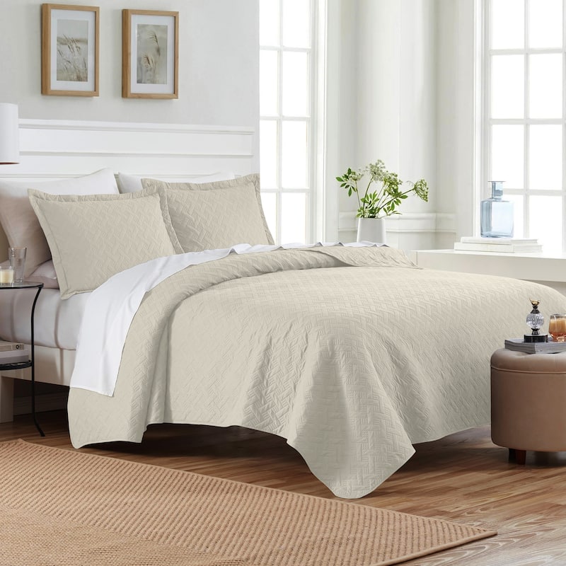 Dan River 2 Piece Basket Pinsonic Quilt Set - Oatmeal - Twin