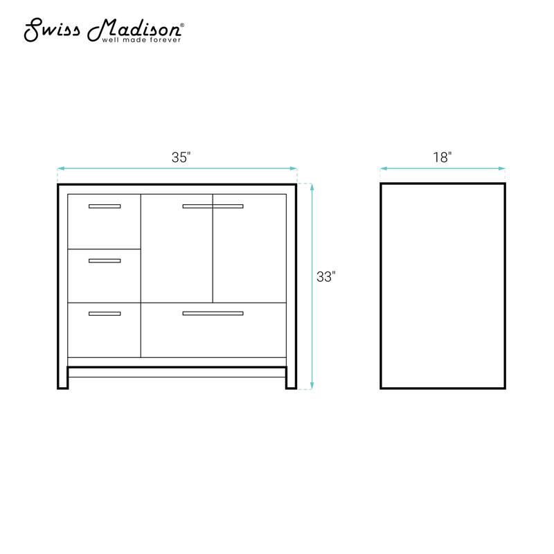 Virage 36" Freestanding Bathroom Vanity In Brown Oak Without Sink Top - 36