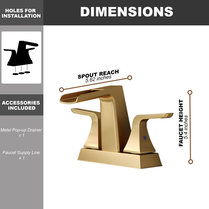 4 in.Centerset 2-Handle Waterfall Spout Bathroom Faucet