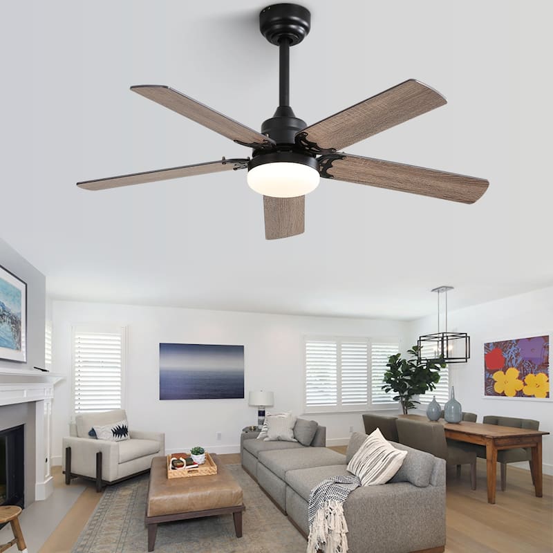 42"/52" Ceiling Fan with Remote,Dual Blade Finish,3CCT LED Light,Plywood Blades,Flush Mount and Downrod Mount