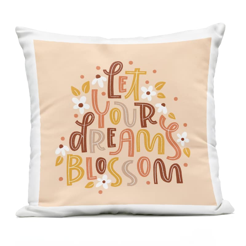 Stupell Earthy Let Your Dreams Blossom Printed Outdoor Throw Pillow Design by Sarah Hickman - Accent - Polyester - Orange - Single