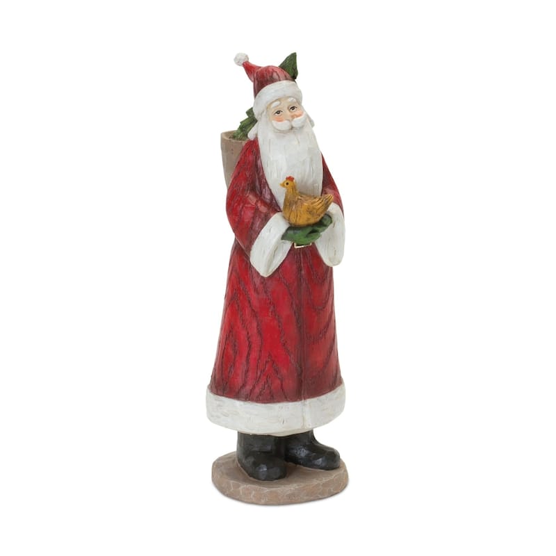 Set of 2 Santa with Farmhouse Animals Christmas Tabletop Figurines 11"