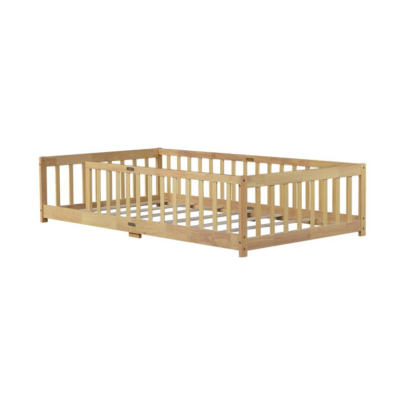 Twin Size Floor Bed with Fence without Door