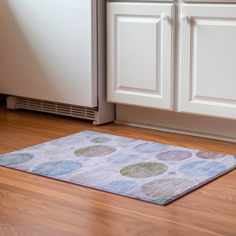 Premium Washable Super Contemporary Casual Soft Mayfield Rug - 1'8" x 2'6" - Lavender