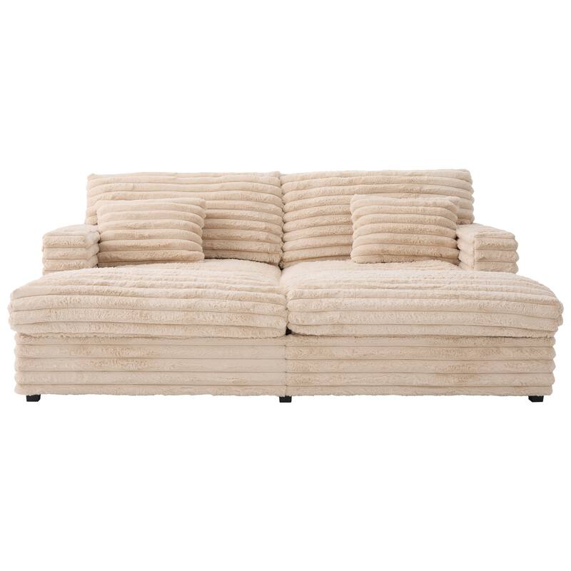 Oversized Double Chaise Lounge Sofa 83.5" Sofa Bed Cloud Couch Plush With Two Supportive Pillows,Usb Ports And Cup Holders