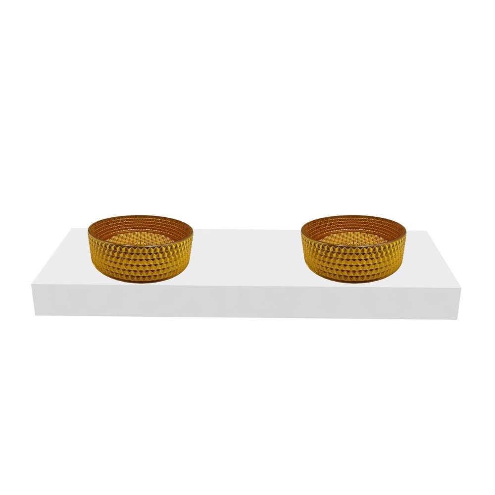 Scotch 16" & 14" Round Decorative Crystal Vessel Sinks With White Base