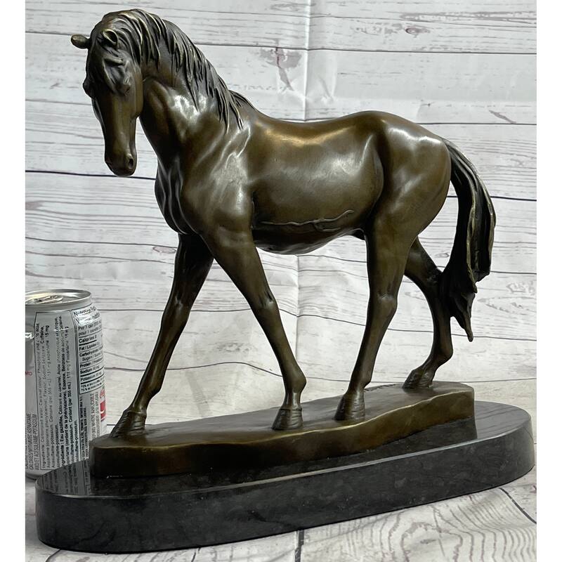 Arabian Imitative Horse Mare Bronze Metal Sculpture Statue Figure On Marble Base Signed Original 12 Inches X 12.5 Inches