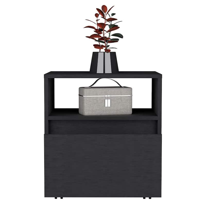 Nightstand Munyochi,One Drawer,Black Wengue Finish，for Living Room,and Dining Room