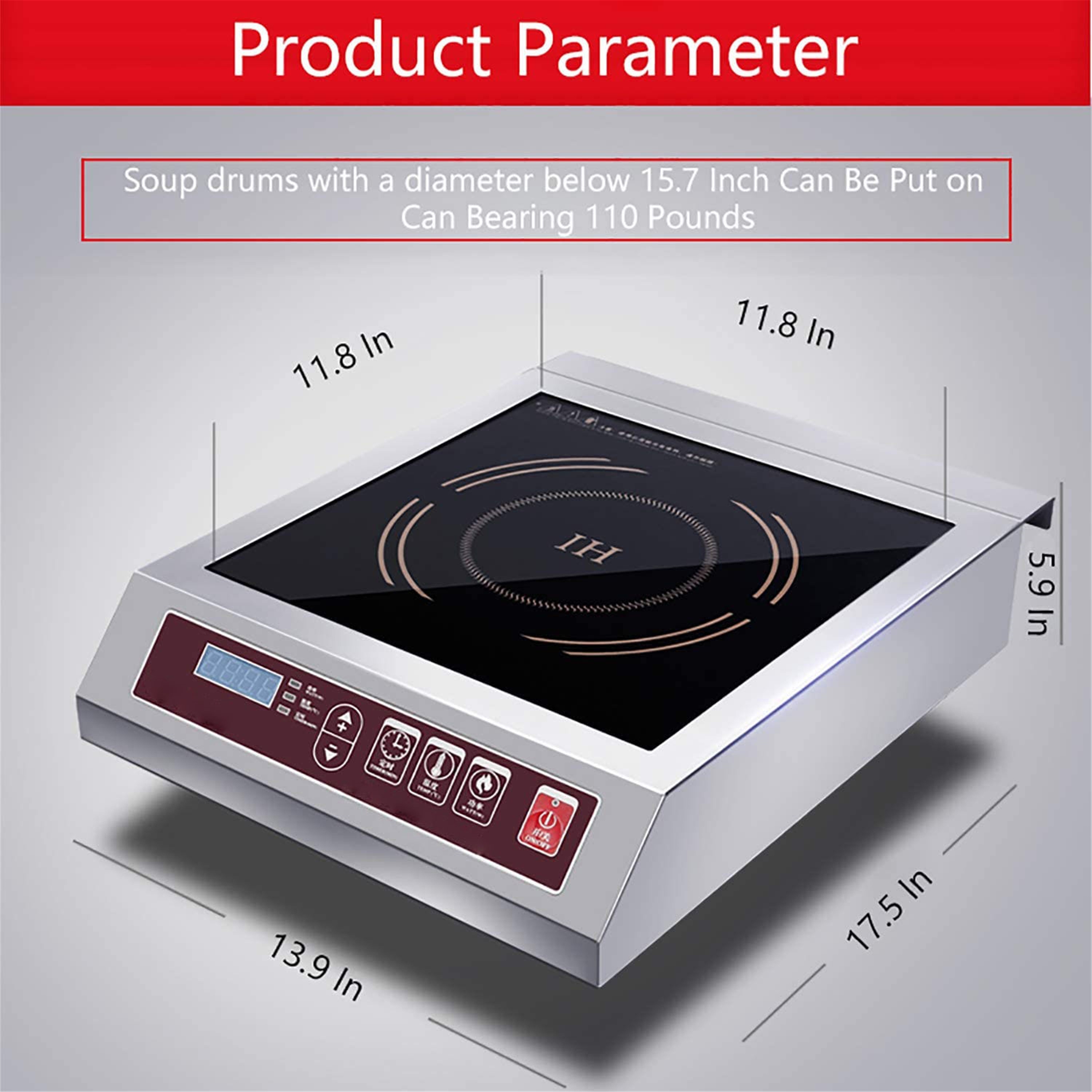 AplusBuy 3500W Commercial Induction Cooktop Electric Stove Burner Rapid Heating Stainless Steel