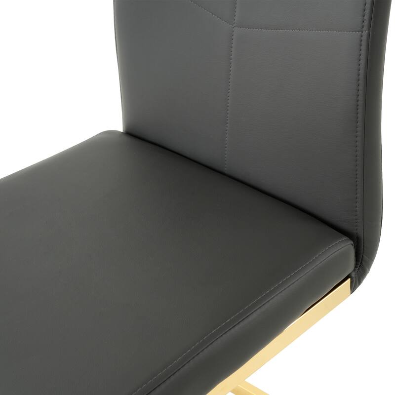 Modern Charcoal PU dining chair Living room chair upholstered chair, Gold-plated metal chair leg design, kitchen, living