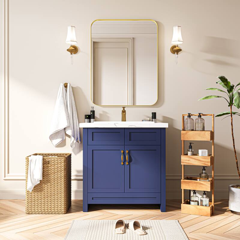 Organnice Rectangular Aluminum Frame Vanity Bathroom Mirror with Clear Glass