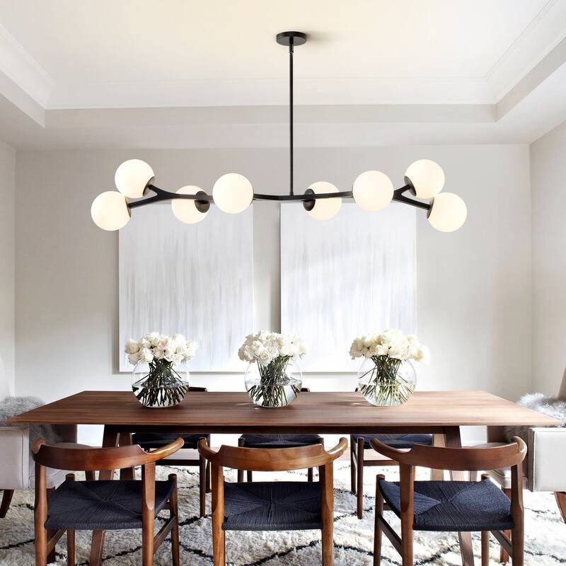 Dimmable Modern Chandelier for Dining Room with Frosted Glass Shade