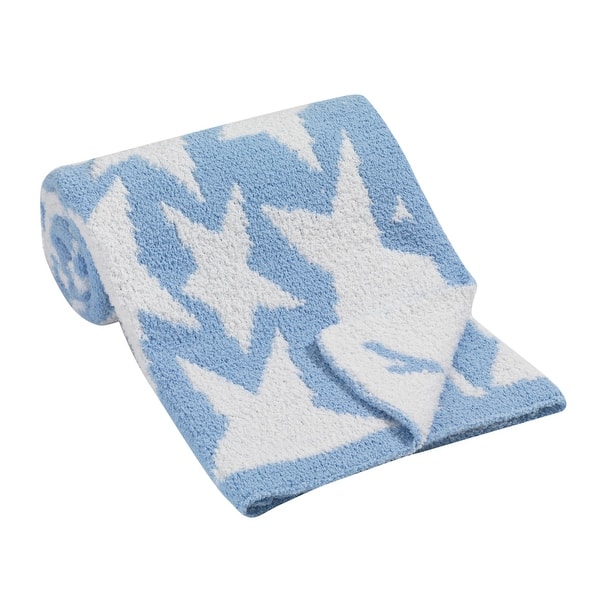 slide 2 of 4, Lambs & Ivy Blue/White Stars Reversible Luxury Ultra-Soft Chenille Baby Blanket