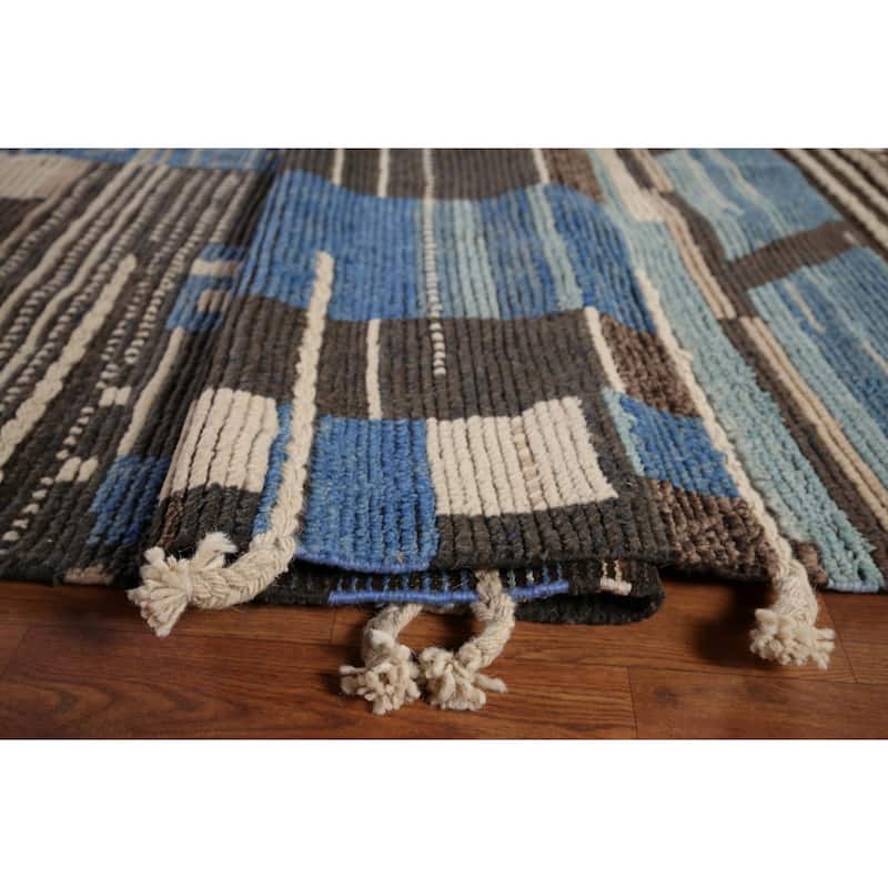 All-Over Abstract Moroccan Large Modern Rug Hand-Knotted Wool Carpet - 11'11"x 19'11"