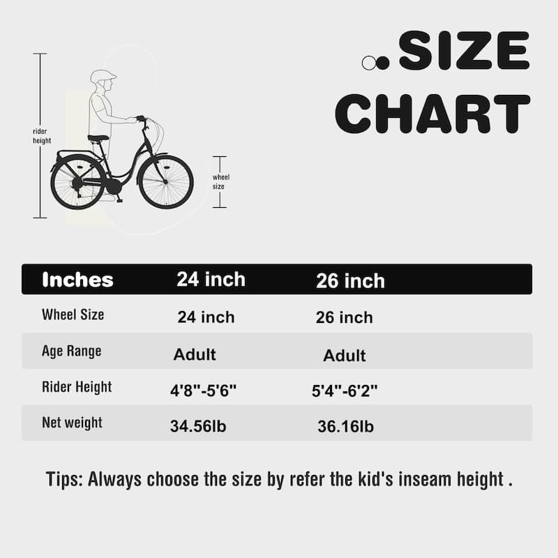 7 Speed Comfort Steel Cycling Bike 24 Inch Road Commuter Cycling Bicycle with Leather Saddle & Front and Rear V-brakes for Kids