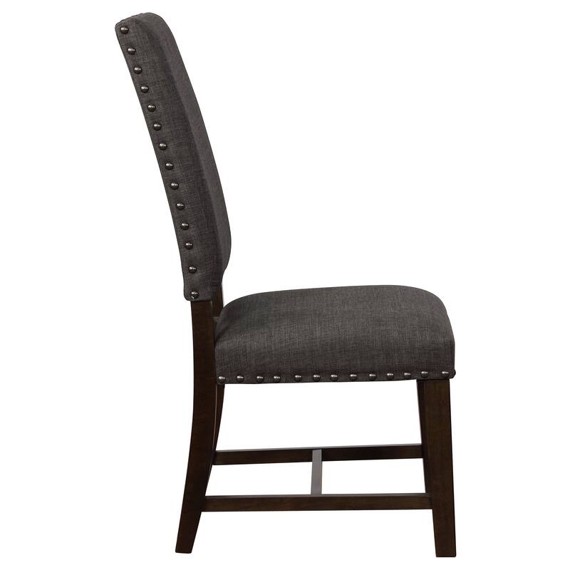 2pc Upholstered Dining Side Chair With Nailhead Accents