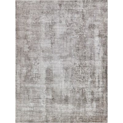 EXQUISITE RUGS Stone Wash Gazni Hand-loomed Wool/Bamboo Silk Taupe Area Rug.