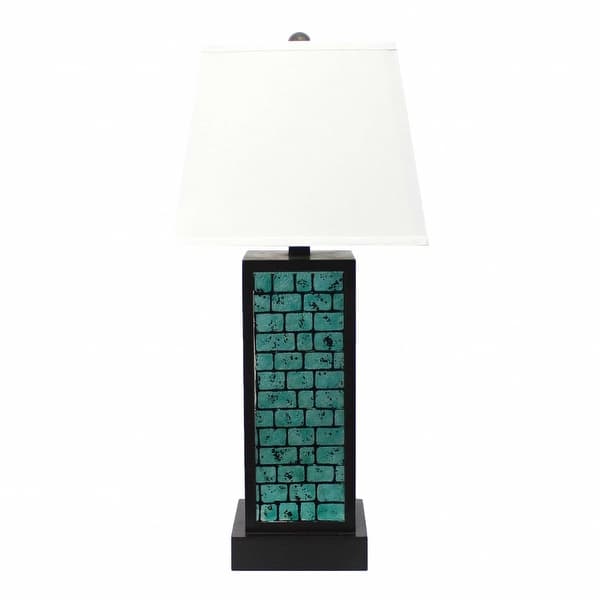13 X 15 X 30.75 Black Metal With Teal Brick Pattern - Table Lamp 13 X 15 X 30.75 Black Metal With Teal Brick Pattern - Table Lamp