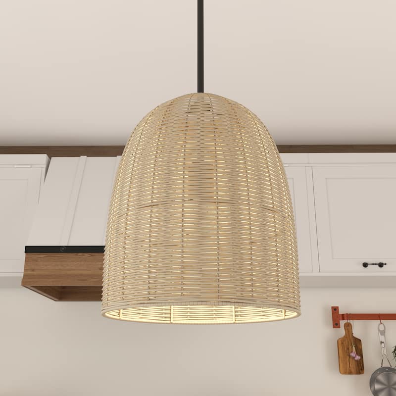 Acroma 1-light Farmhouse Rattan Kitchen Island Pendant - 12