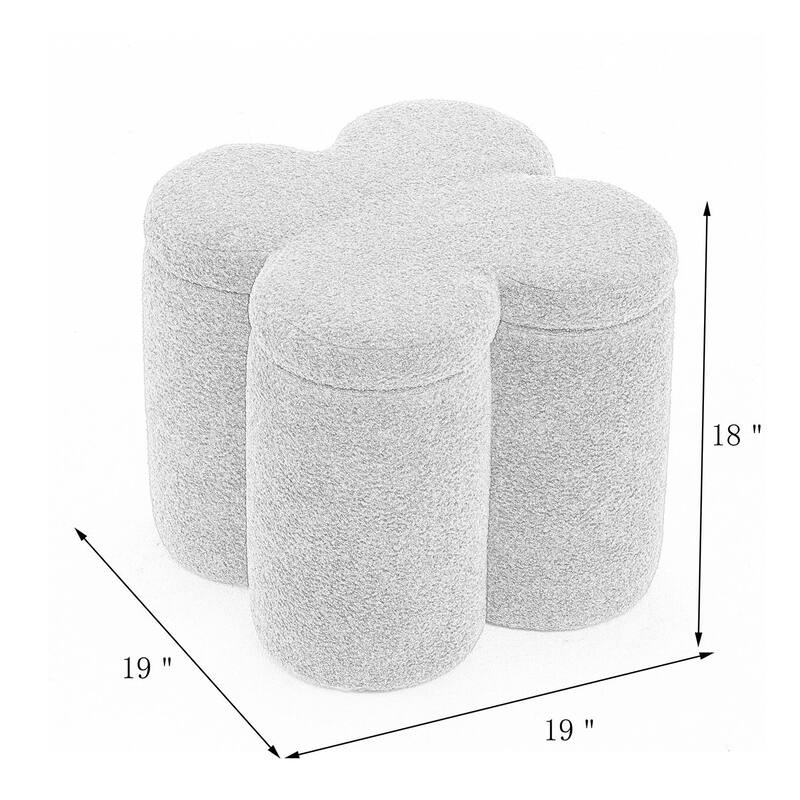 SEYNAR Modern Glam Teddy Velvet Flower Shape Storage Ottoman