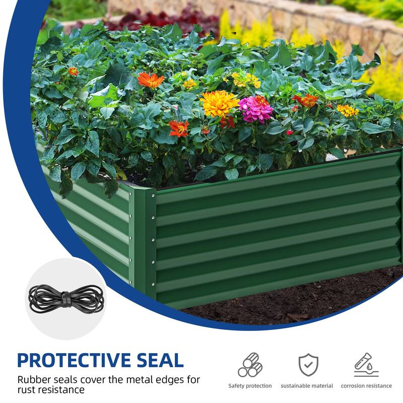 Moasis Outdoor Metal Raised Garden Bed with Gloves